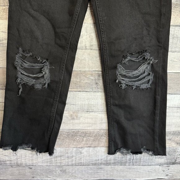 We The Free People Jeans Mid Rise Straight Leg Button Fly Distressed Crop 26 NWT - Picture 6 of 14